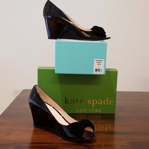 Kate Spade "Roberta" Black Patent Wedge